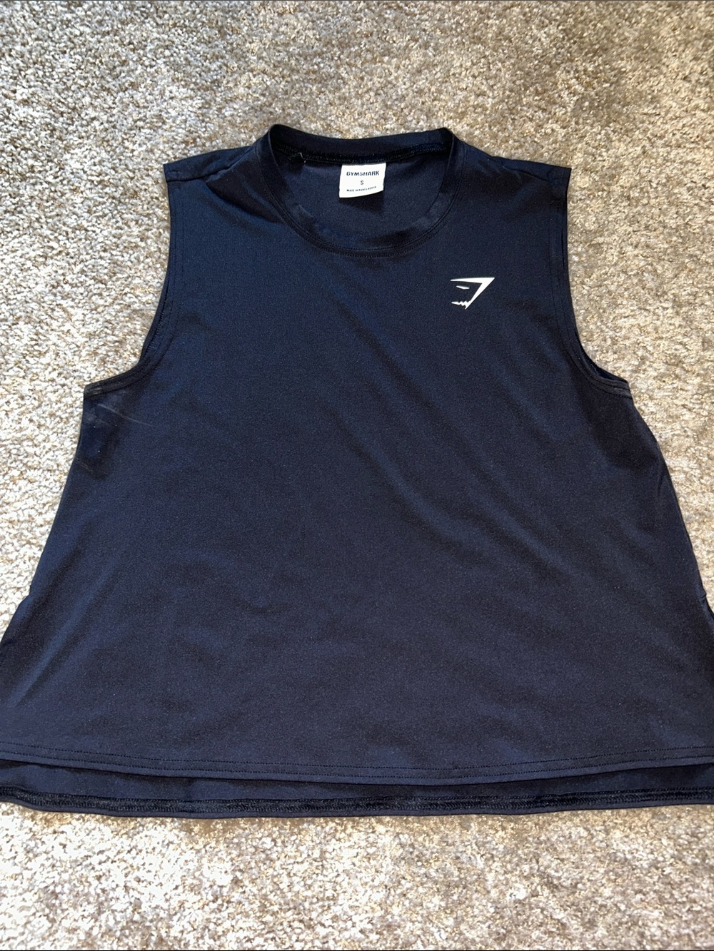 Gymshark Black Performance Sleeveless Tee with White Logo